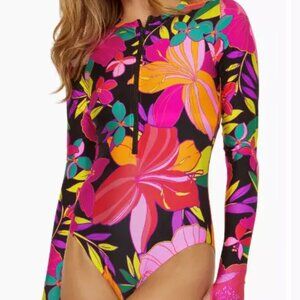 Trina Turk Long Sleeve Paddle Swimsuit Swim Rash Guard